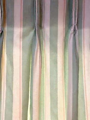 Pair Laura Ashley Stripes Pinch Pleat Curtain Panels Drapes/Ties Lined 24 X83  • $67