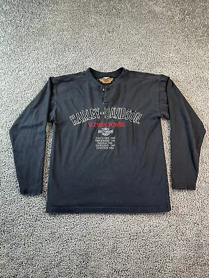 VINTAGE Harley Davidson Shirt Mens Medium Black V Twin Power Embroidered FLAW • $24.99