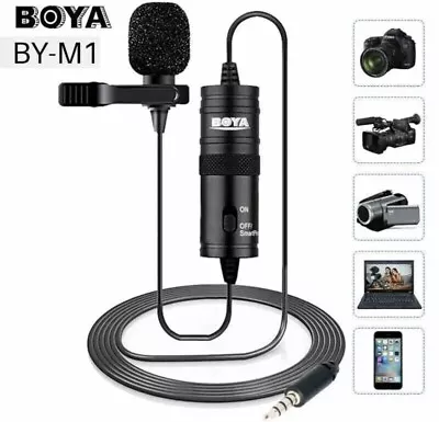 BOYA BY-M1 3.5mm Lavalier Lapel Microphone For Canon Nikon DSLR Camcorders. • £14.99