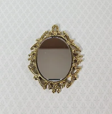 Dollhouse Oval Mirror With Fancy Gold Metal Frame 1:12 Scale Miniature • $4.49