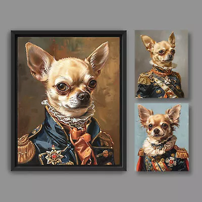 A Set Of 3 Prints Chihuahua In Napoleon Costume Funny Pet Portraits A002A • £144.63