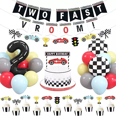 Vintage Two Fast Birthday Race Car Party Decorations Supplies Racing Theme 2Nd B • $29.07