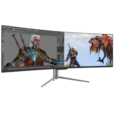 $989 • Buy QSM 49  Curved DFHD 32:9 Ultrawide 144Hz 6ms Gaming/Office Monitor (3840 × 1080)