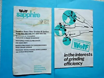 £6 • Buy Vintage Wolf Sapphire Heavy Duty Grinders & Sanders Instructions & Info Sheet