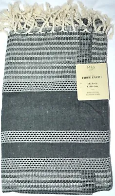 M&s Home X Fired Earth Pure Cotton Hammam Towel The Paris Collection Tassel Bnwt • £14.99