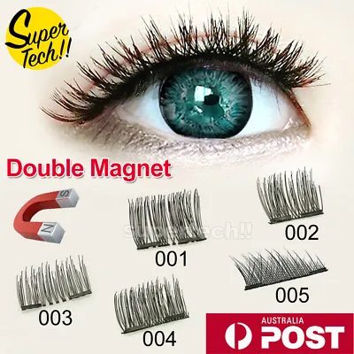 $4.45 • Buy 4PCS 3D Magnetic False Eyelashes No Glue Natural Extension Eye Lashes & Tweezer