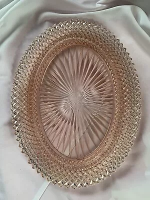 Pink Depression Glass Miss America 12” Platter • $12