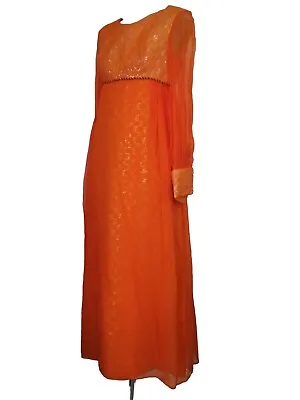 60S Indian Inspired Orange/Gold Dress Is Flamboyant And Fabulous!Fully... • $60