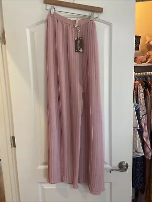 Matilda Jane WOMENS Rose Pink Pleated Knit Wide Leg Pants NWOT Size S (4/6) • $10