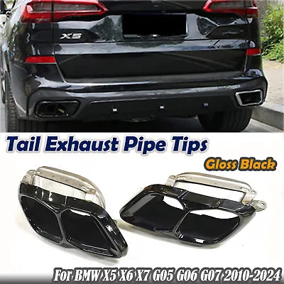 For BMW X5 X6 X7 G05 G06 G07 2010-2024 Rear Bumper Tail Exhaust Pipe Tips Black • $216.87