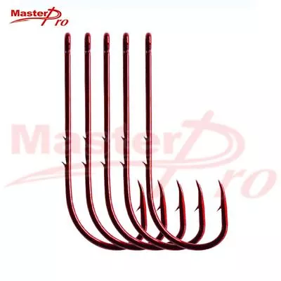 100xHigh Quality Long Shank Bait Holder Fishing Hooks Multiple Size Red Special • $11.90