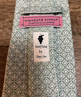 Vineyard Vines Mint Green Golf Clubs & Ball Whale Novelty Print Silk Neck Tie US • $29.99