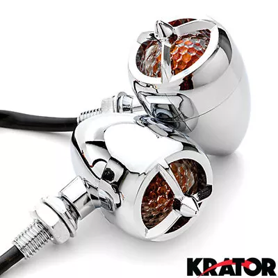 2pc Chrome Heavy Duty Motorcycle Turn Signals Warplane Propeller Engine Blinkers • $20.99