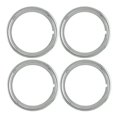 15  Chromed Steel Beauty Rings TRIM RING SET Of 4 -(Left Right Front Rear) • $128.11