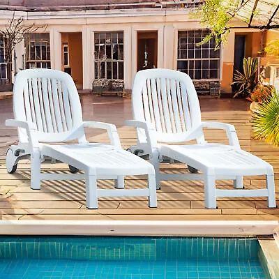 Outdoor Easymove Lounger 6-speed Adjustable Backrest Foldable Patio Pool Lounger • $157.20