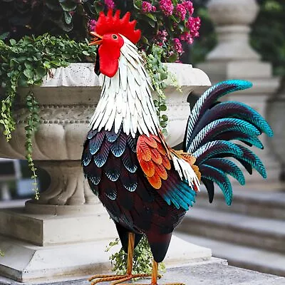 Metal Rooster DecorYard Chicken DecorationsOutdoor Garden Statues Metal Ch... • $70.51