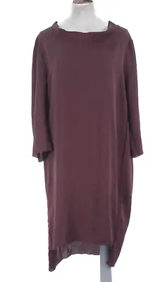 ACNE Studio Mini Dress Scoop Neck Burgundy Hi Low 3/4 Sleeve Tunic Size 38 UK 12 • £34.99