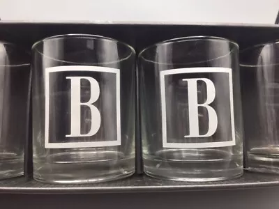 Mud Pie #260402 Clear Drinking Glasses Set Of 4 With The Letter  B  Barware Nice • $30