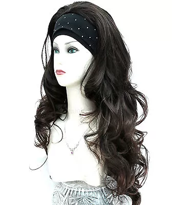 Ladies Long Half 3/4 Wig Fall Clip In Hair Extension Black Brown Blonde Long Wig • £15.99