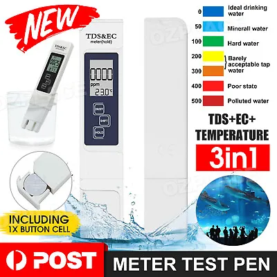 TDS EC Water Purity PPM Hydroponic Pool Tester Pen Portable Digital Meter  AU • $7.85