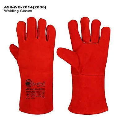 Heat Resistant Welding Gloves Welding  BBQ Oven TIG MIG ARC Welder Gloves Red • £6.99