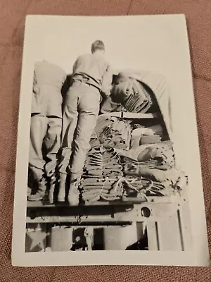Vtg Snapshot-WW2 - Backview Of Soldiers On Supply Truck-Nice Composition 1940s • $2.75