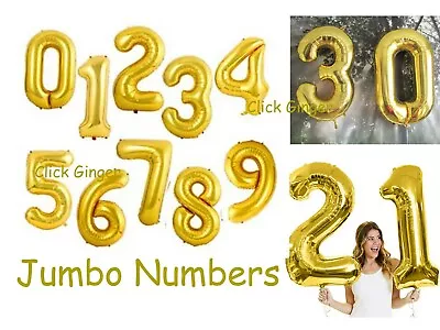 Gold Foil Numbers Balloons Helium Quality Jumbo Giant Number Balloon 21st 18th  • $3.65