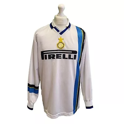 £79.99 • Buy Men's Vintage Inter Milan 90s Ronaldo Retro White Blue Football Shirt L