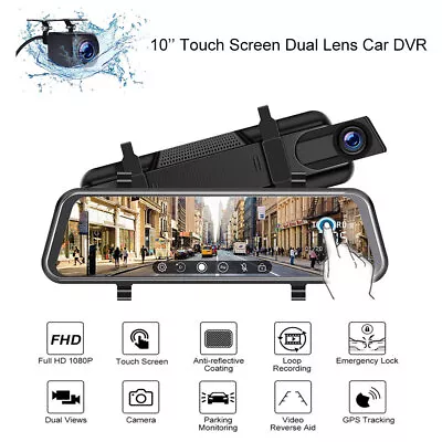 $76.99 • Buy 170° Dash Camera Rear View Car Cam Reversing Mirror Front And Rear DVR Recorder