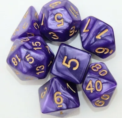 $9.98 • Buy Dungeons & Dragons Polyhedral Purple & Gold 7 Piece Pearl Dnd Dice Set For RPG