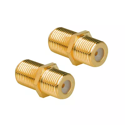 Auline® 10 Gold Barrel Connector Coupler Join Extend F Plug Coax Aerial Cable  • £3.49