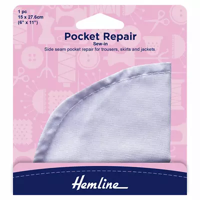 £2.59 • Buy Hemline H876 | White Sew-In Repair Pocket 23x15cm Long Side Trouser Shape
