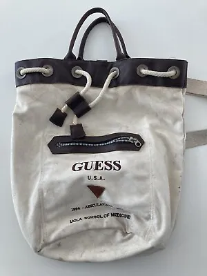 Rare GUESS? Custom 90s UCLA Med School Canvas Fuax Leather Strapped Tote RARE • £10.74