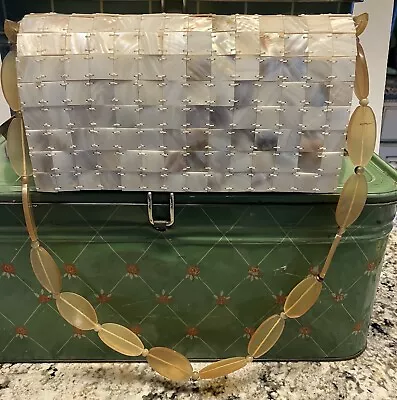 Abalone Shell Retro Geometric Hand Bag Purse W/Lucite Strap • $9.99