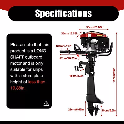 4 Stroke 7HP 196CC Outboard Motor Fishing Boat Engine Air Cooling System Motor • $493.51