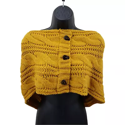 Women's Infinity Scarf Mustard Button Motif Knit Warm Neck Cover One Size • $13.09