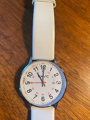 VAVC Women's White Leather Nurse Watch For Medical Students With Second Hand • $14