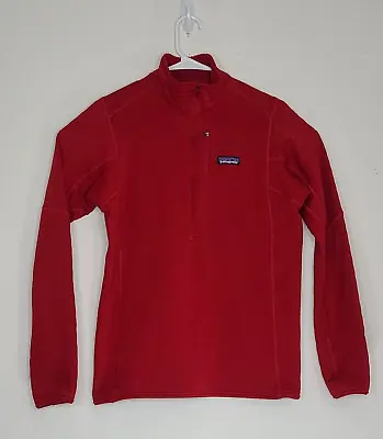 Patagonia Pullover Regulator R1 Waffle Knit Mens Red 1/2 Zip Fleece PolarTec S • $89.99