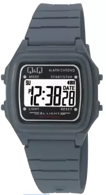 Q&Q L116J016Y Dark Grey Digital EL Light Alarm Water Resist Chrono Watch • £12