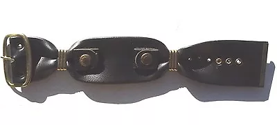 Vintage 1970'S BLACK Leather  Watch / Bracelet Wristwatch BAND  • $16.49