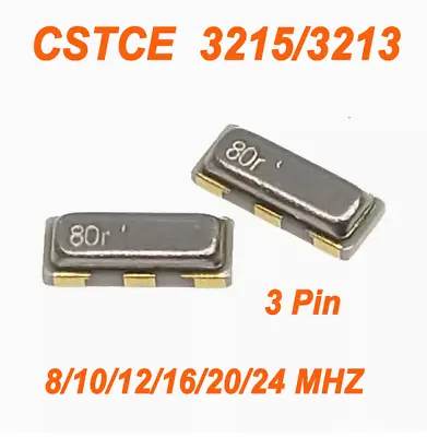 CSTCE SMD 3Pin Crystal Oscillator Ceramics Resonator 3.2x1.3mm 8Mhz To 24Mhz • £1.58