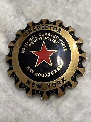 RARE VTG INSPECTOR Natl QUARTER HORSE RACE RACING PIN Badge New York Enamel • $35.99