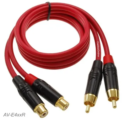 Dual-RCA Male/Female Ultra-Flexible Red Extension Audio Cable • $12.95