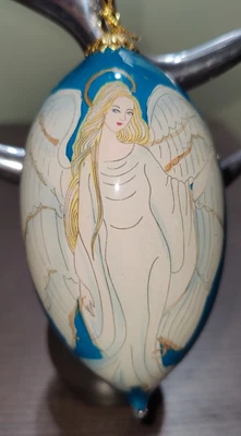 $21.99 • Buy Angel 2016 Christmas Ornament Classic Teardrop Blue Cream Gold Pier 1 Imports
