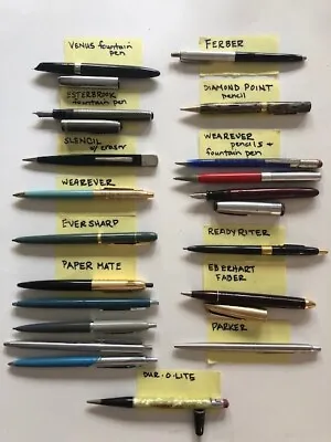 VINTAGE LOT Of 19: Fountain Pens Pencils Pens.Wearever Paper Mate Esterbrook • $39.99