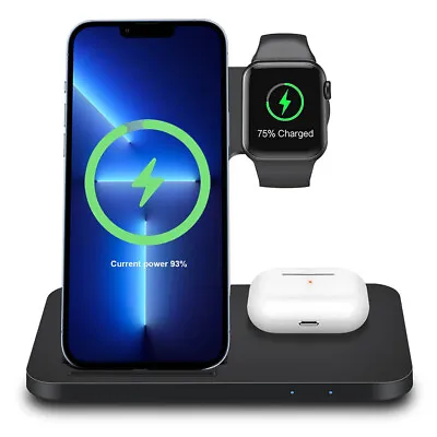 $31.39 • Buy 3 In 1 Fast Wireless Charger Station Dock For Apple Watch IPhone 14 Pro 13 12 XS