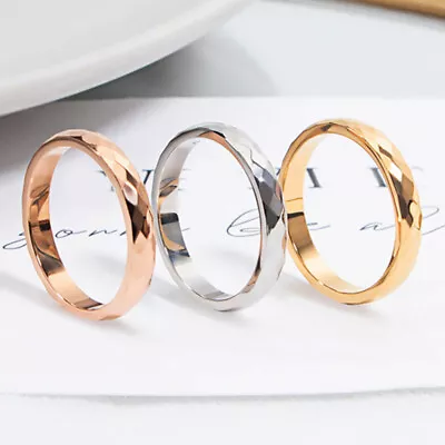 Couple Thin Engagement Ring Finger Decor Classic Titanium Steel 3MM Wide Chic * • $2.31