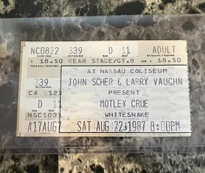 Vintage Concert Show Ticket Stubs MOTLEY CRUE 1987 • $9.99