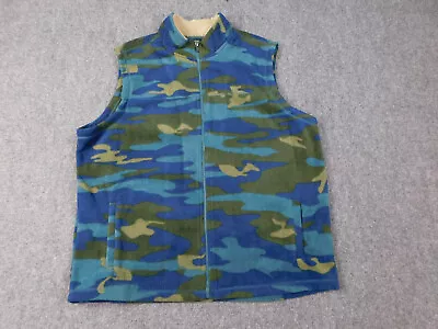 Outdoor Life Fleece Vest 2XL Blue Green Camoflauge Full Zip Sleeveless NWT • $19.95