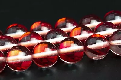 Red Mystic Aura Quartz Beads Round Loose Beads 8/10MM • $4.19